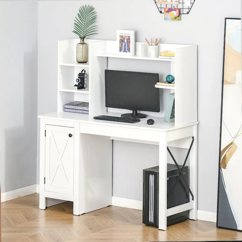 Bureau d'ordinateur de ferme avec étagères et armoire de rangement