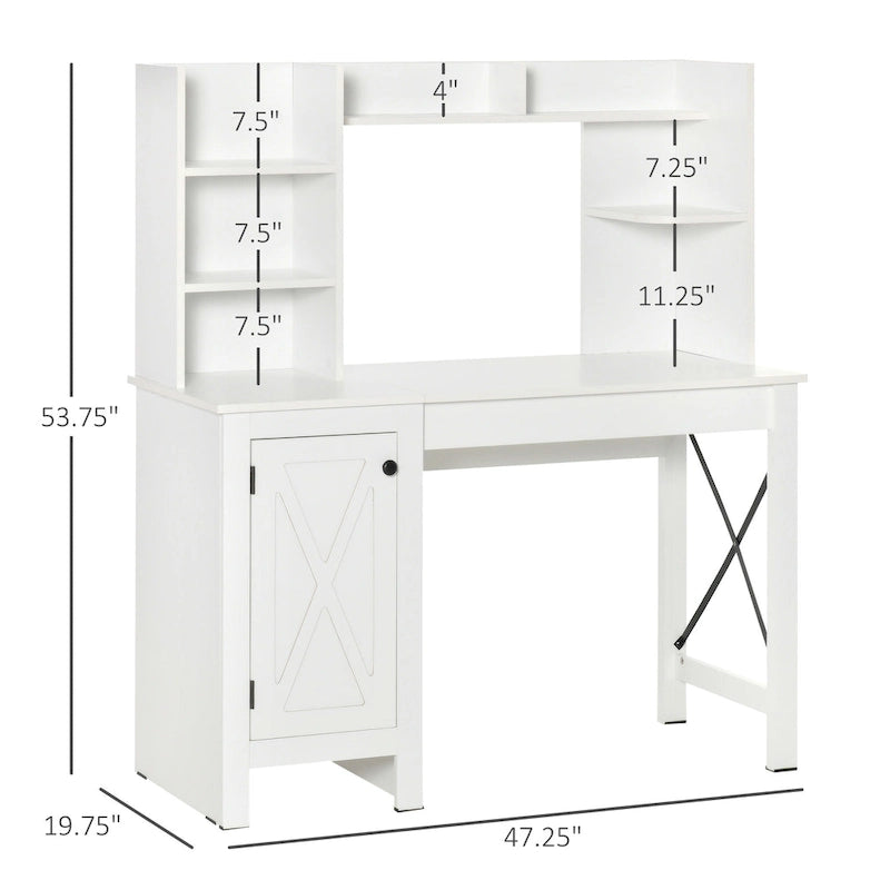 Bureau d'ordinateur de ferme avec étagères et armoire de rangement