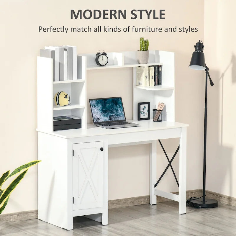 Bureau d'ordinateur de ferme avec étagères et armoire de rangement