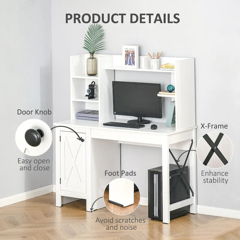 Bureau d'ordinateur de ferme avec étagères et armoire de rangement