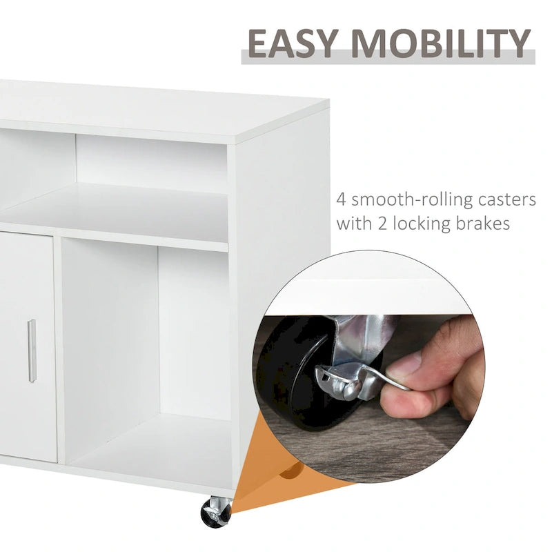 Meuble pour Imprimante Mobile avec Tiroirs, Rangement et Roues Blocables