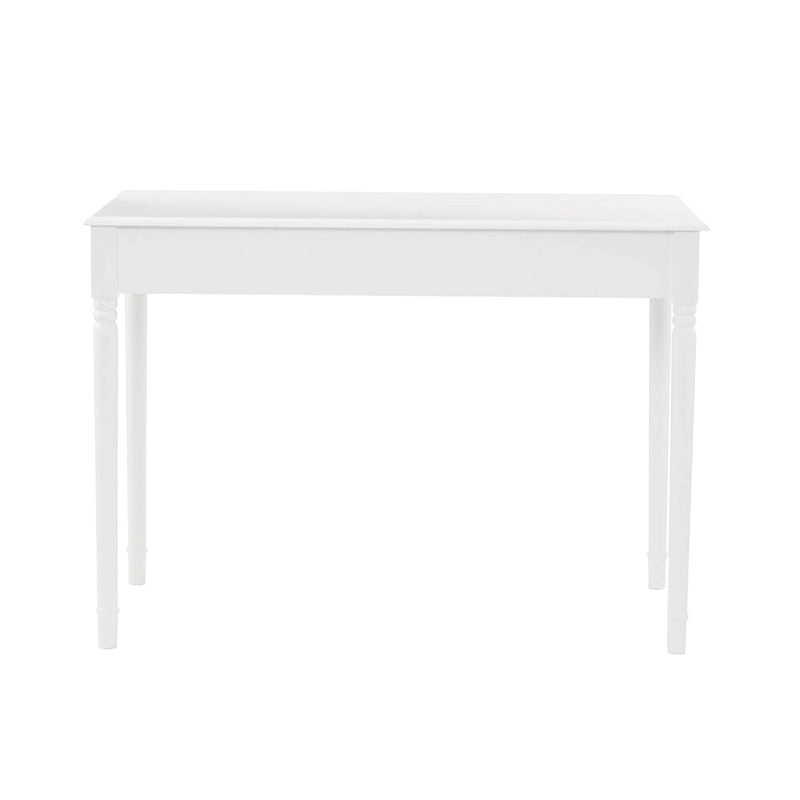 Bureau classique à 2 tiroirs avec pieds tournés, blanc