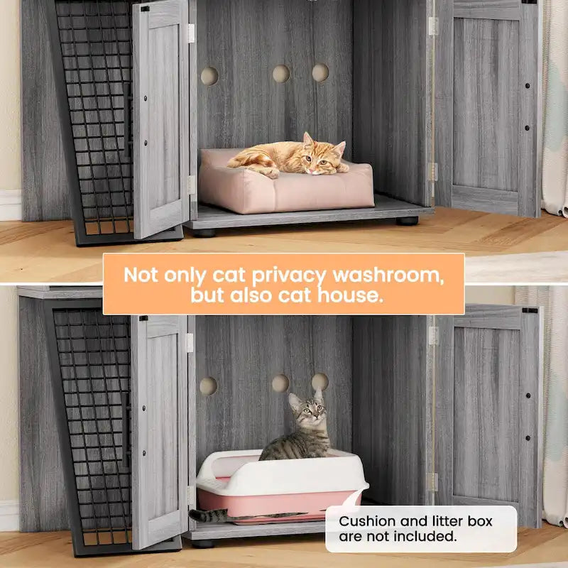 Meuble cache-litière pour chat avec échelle d'escalade et perchoir de repos