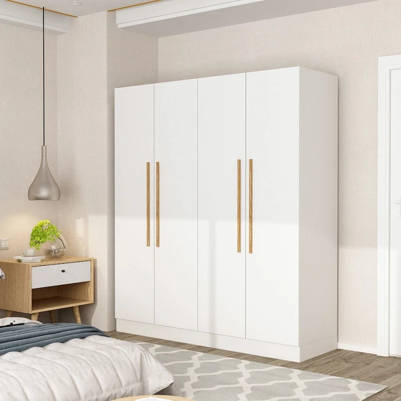 Armoire moderne autonome avec étagères et penderie