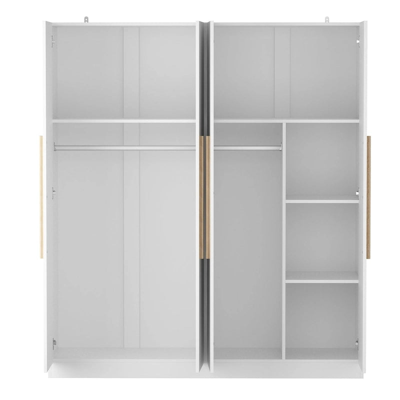 Armoire moderne autonome avec étagères et penderie