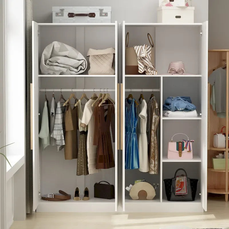 Armoire moderne autonome avec étagères et penderie