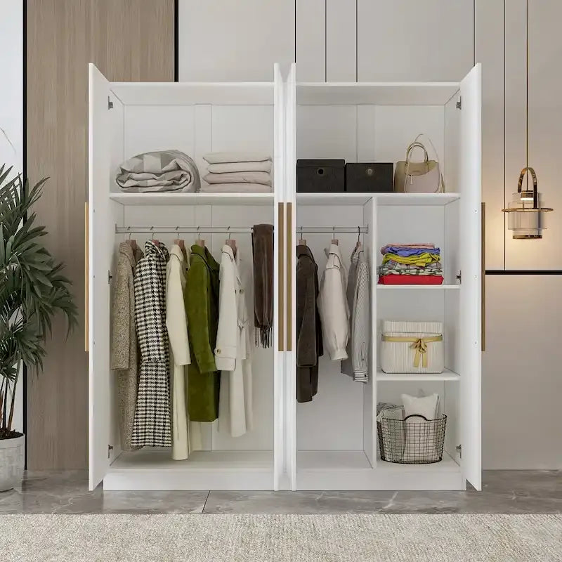 Armoire moderne autonome avec étagères et penderie