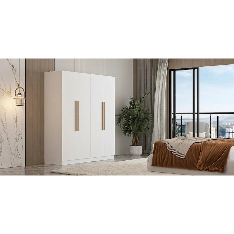 Armoire moderne autonome avec étagères et penderie