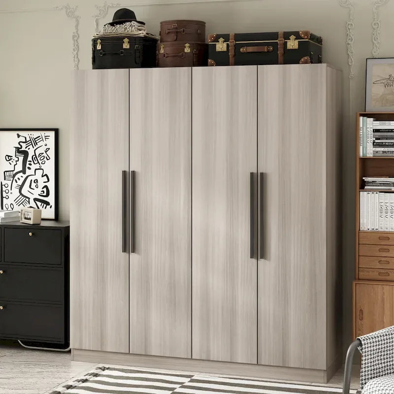 Armoire moderne autonome avec étagères et penderie