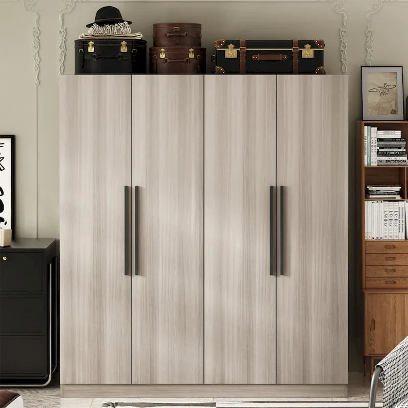 Armoire moderne autonome avec étagères et penderie