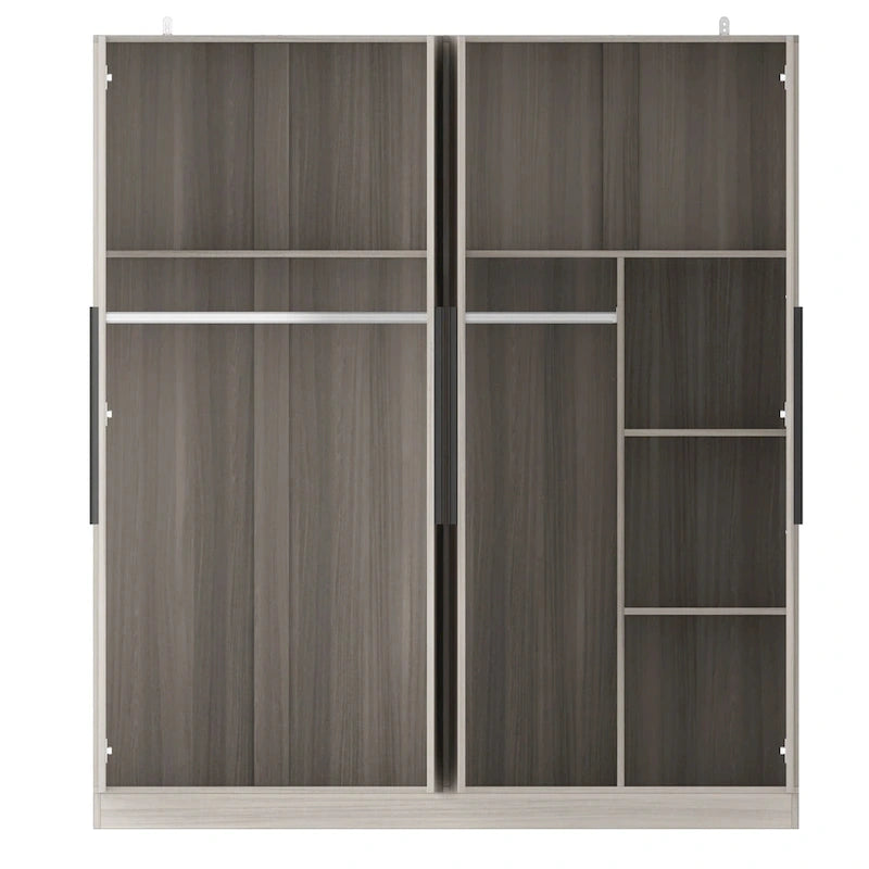 Armoire moderne autonome avec étagères et penderie