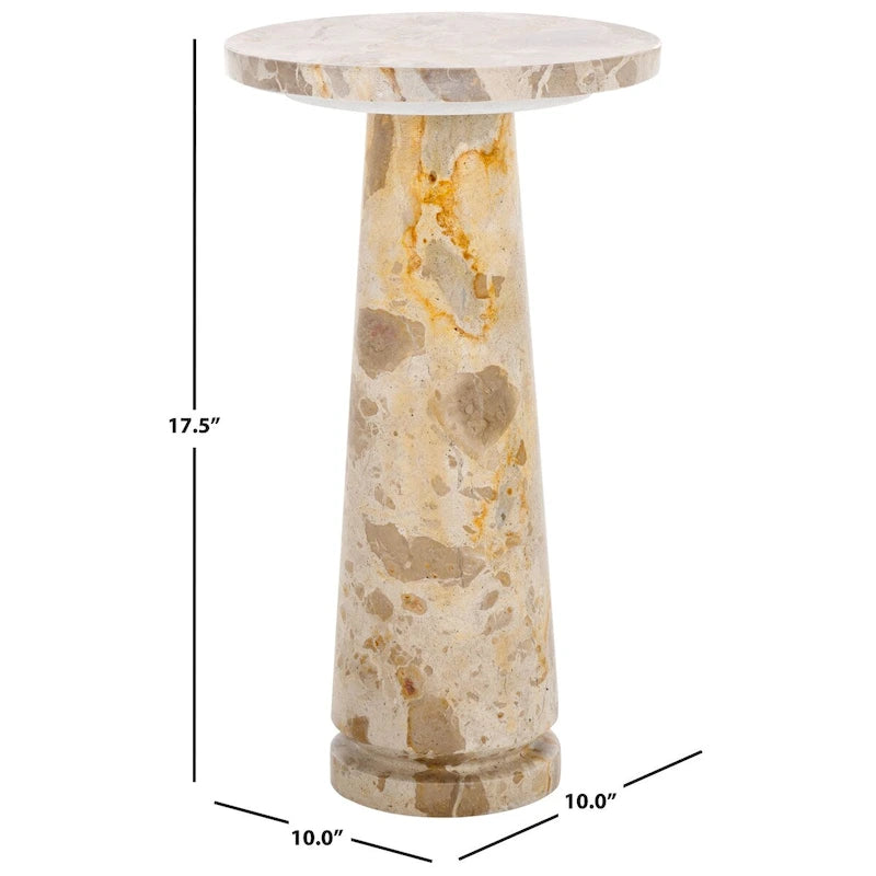 Table d'appoint ronde en marbre avec piédestal sculptural
