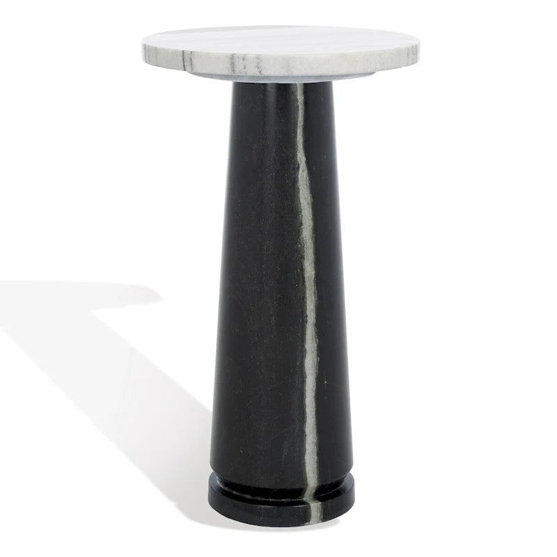 Table d'appoint ronde en marbre avec piédestal sculptural