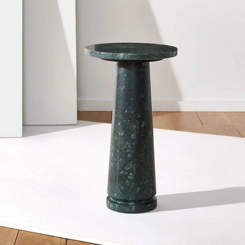 Table d'appoint ronde en marbre avec piédestal sculptural