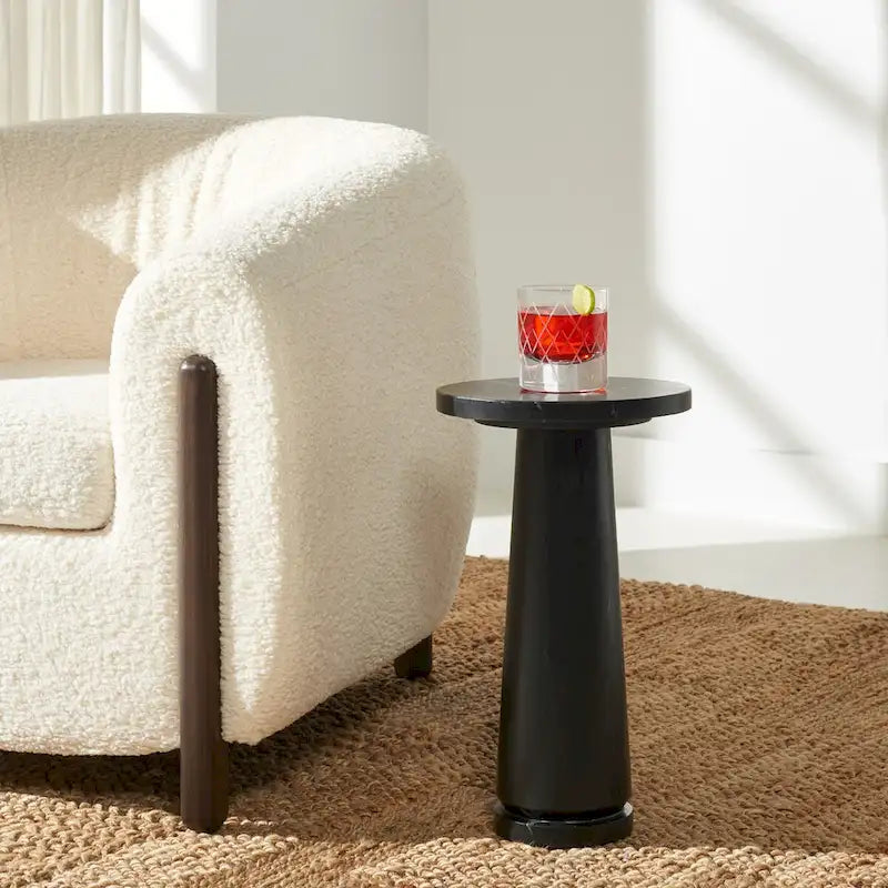 Table d'appoint ronde en marbre avec piédestal sculptural