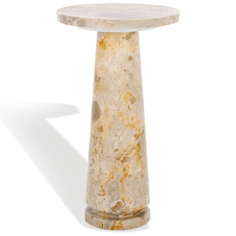 Table d'appoint ronde en marbre avec piédestal sculptural