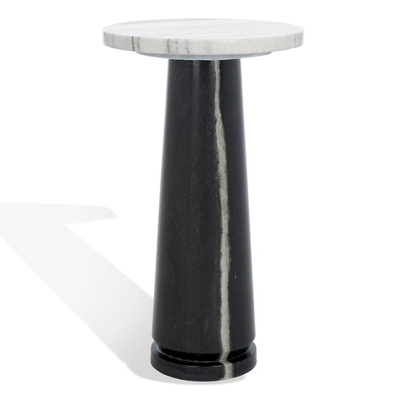 Table d'appoint ronde en marbre avec piédestal sculptural