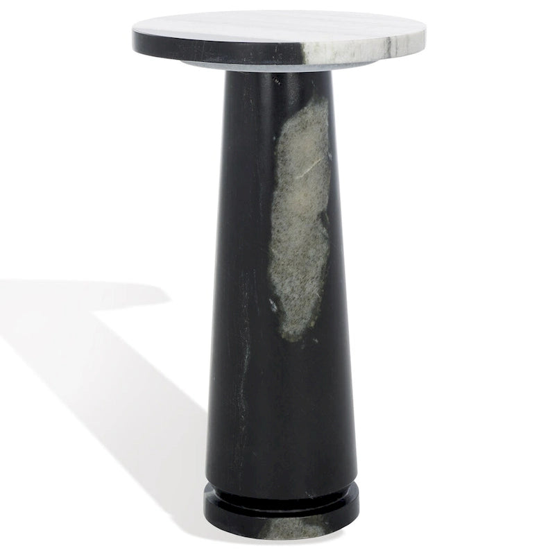 Table d'appoint ronde en marbre avec piédestal sculptural