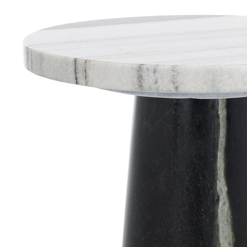 Table d'appoint ronde en marbre avec piédestal sculptural