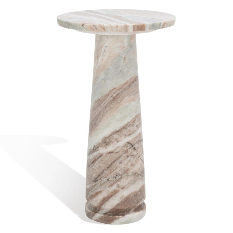 Table d'appoint ronde en marbre avec piédestal sculptural