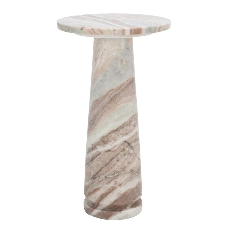 Table d'appoint ronde en marbre avec piédestal sculptural
