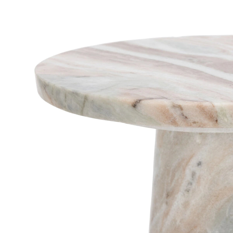 Table d'appoint ronde en marbre avec piédestal sculptural