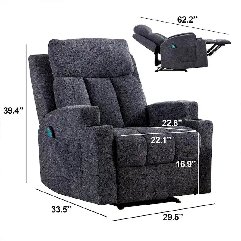 Fauteuil inclinable manuel avec fonction massage et chauffage