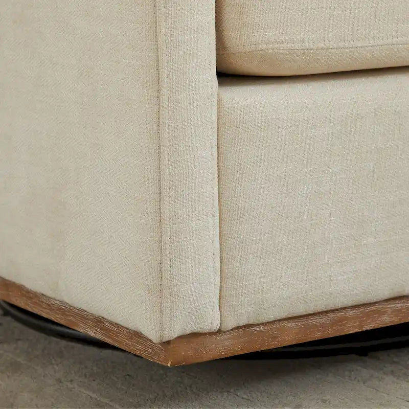 Fauteuil pivotant à 360° avec tissu chenille et base en bois massif