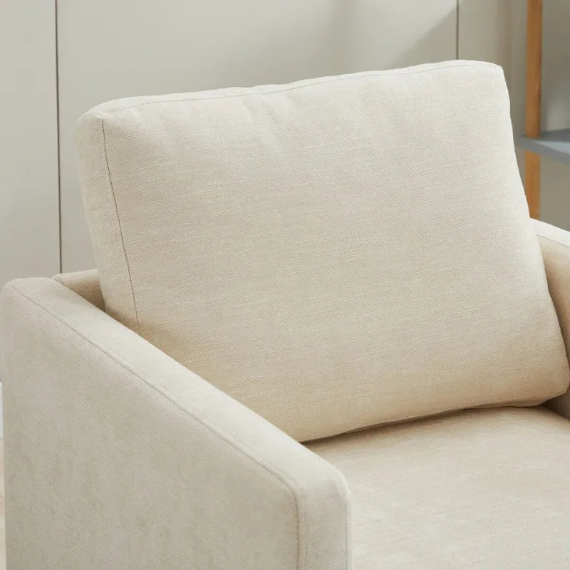 Fauteuil pivotant à 360° avec tissu chenille et base en bois massif