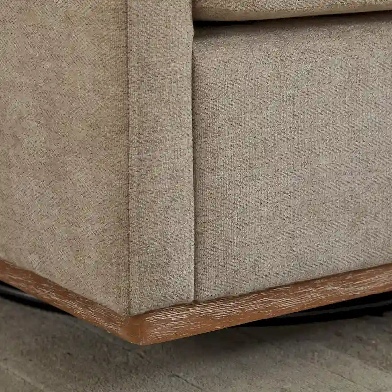 Fauteuil pivotant à 360° avec tissu chenille et base en bois massif