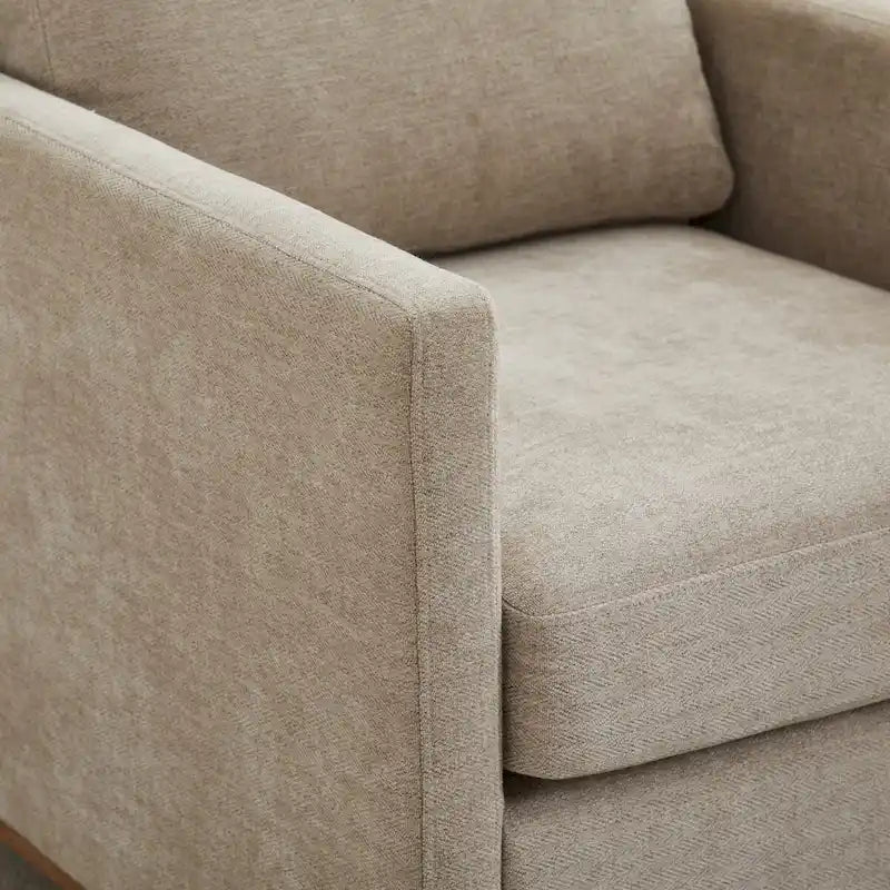 Fauteuil pivotant à 360° avec tissu chenille et base en bois massif