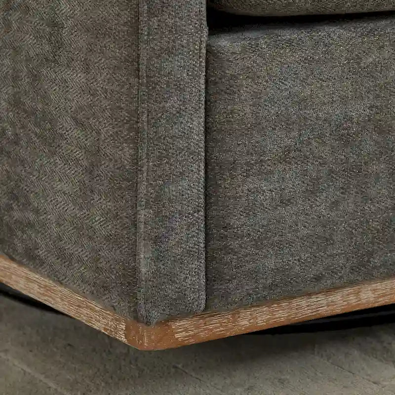 Fauteuil pivotant à 360° avec tissu chenille et base en bois massif
