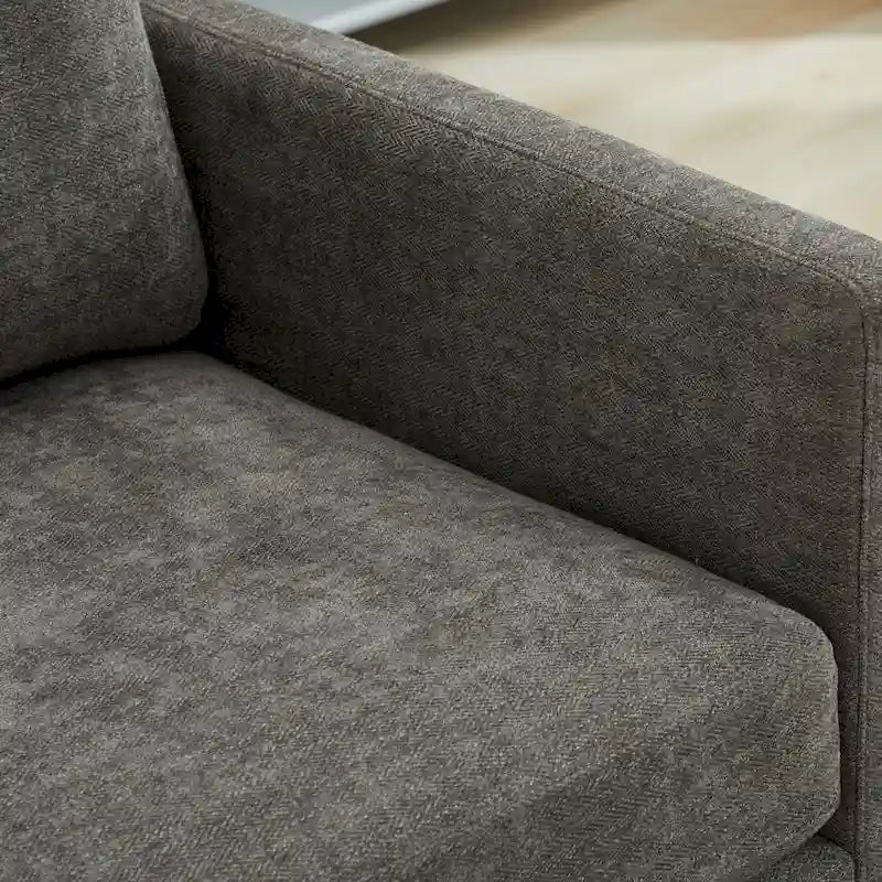 Fauteuil pivotant à 360° avec tissu chenille et base en bois massif