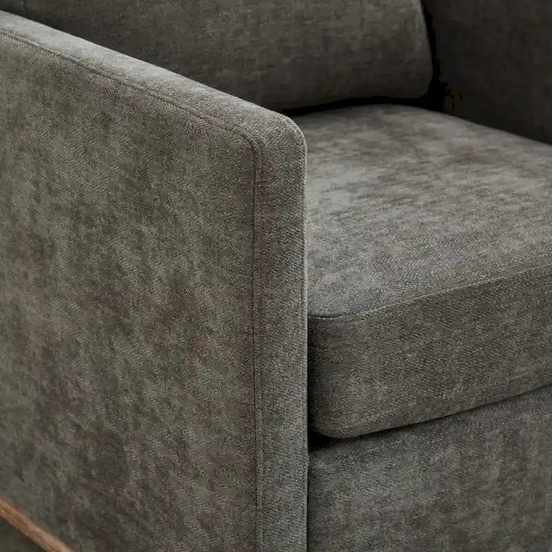 Fauteuil pivotant à 360° avec tissu chenille et base en bois massif