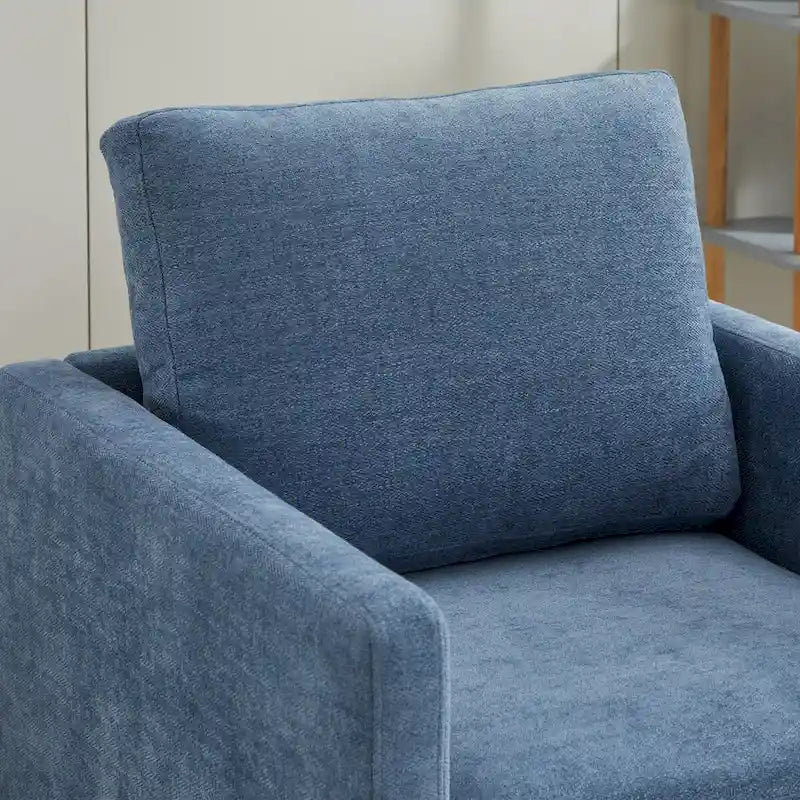 Fauteuil pivotant à 360° avec tissu chenille et base en bois massif
