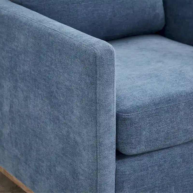 Fauteuil pivotant à 360° avec tissu chenille et base en bois massif