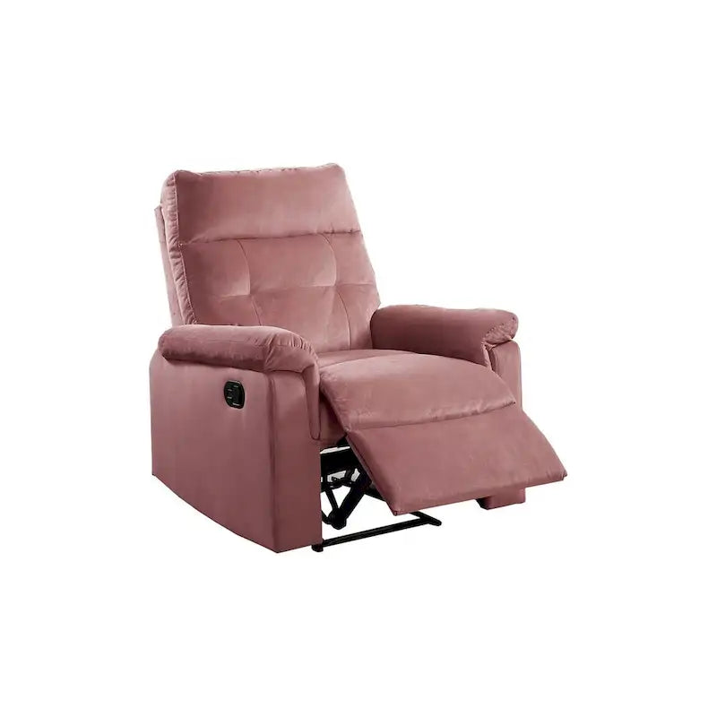 Fauteuil inclinable manuel en velours avec dossier capitonné et accoudoirs moelleux