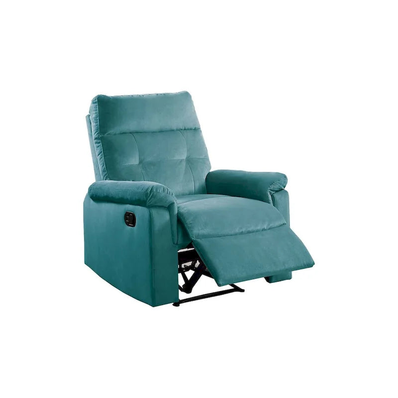Fauteuil inclinable manuel en velours avec dossier capitonné et accoudoirs moelleux