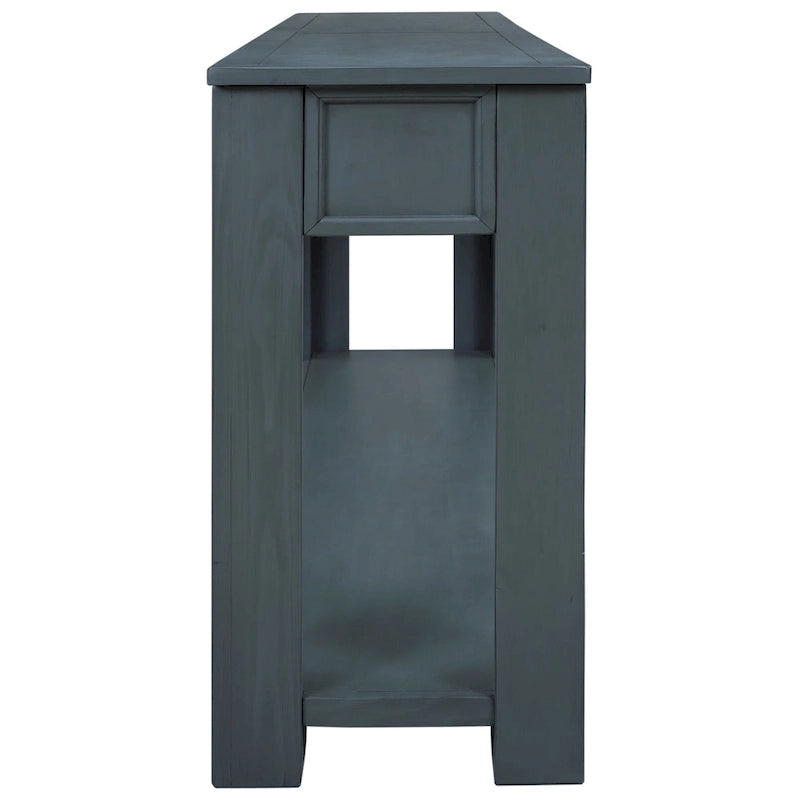 Console rustique avec 4 tiroirs et étagère inférieure