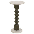 Table d'appoint ronde à plateau en marbre avec piédestal empilé de cubes