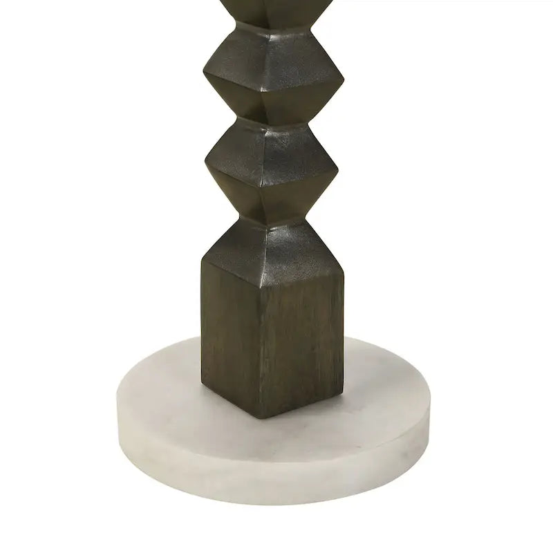 Table d'appoint ronde à plateau en marbre avec piédestal empilé de cubes