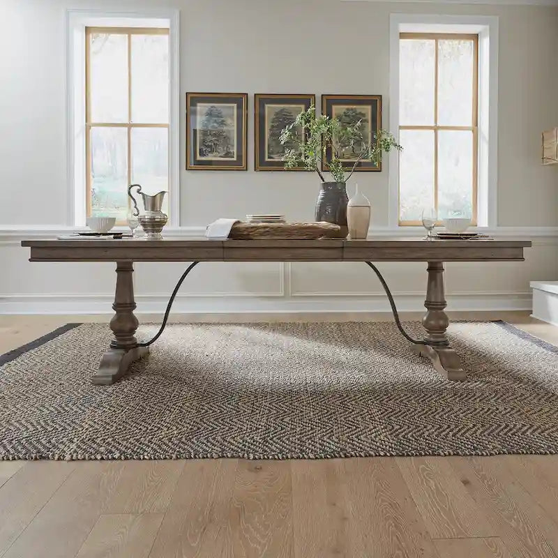 Americana Farmhouse Dusty Taupe Trestle Table