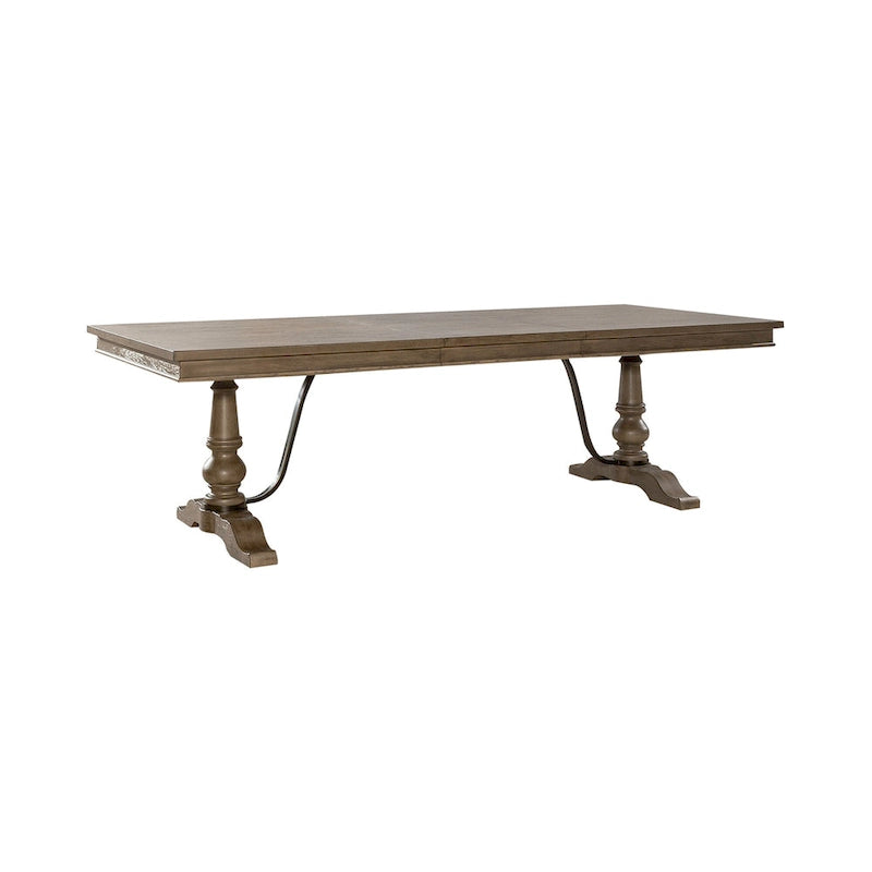 Table de salle à manger à tréteaux de style rustique avec rallonge amovible
