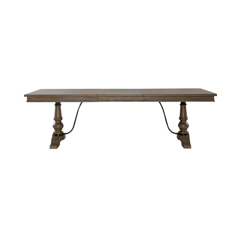 Table de salle à manger à tréteaux de style rustique avec rallonge amovible