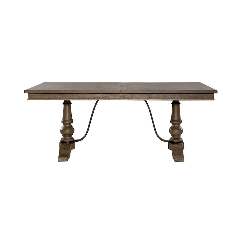Table de salle à manger à tréteaux de style rustique avec rallonge amovible